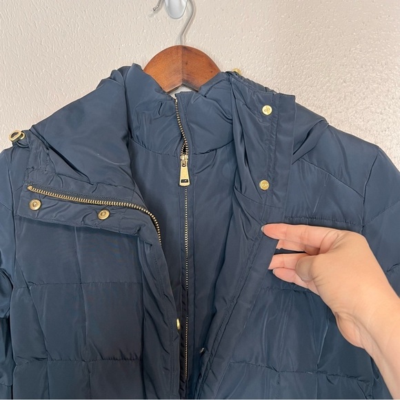 Cole Haan Jacket Womens Signature Hooded Down Blend Coat Navy Puffer Size Small - Picture 6 of 16